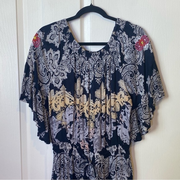 Raga Anthropologie Jolie Off Shoulder Ruffled Smocked Jumpsuit Medium NWT - Picture 5 of 13